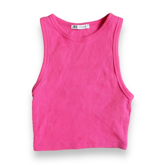Zara hot pink tank top with ribbing - Picture 1 of 3